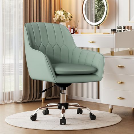 Chaise Bureau Réglable en Hauteur, Fauteuil de Bureau Pivotant, Cadre en Acier, Office Chair en Tissu Velours, pour Bureau, Chambre, Capacité 150 kg, Vert (1/5)