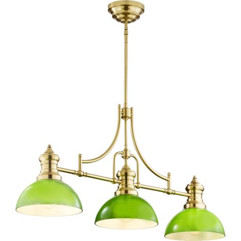 Lampada a sospensione industriale ottone verde 3xE27 Jupiter (1/5)