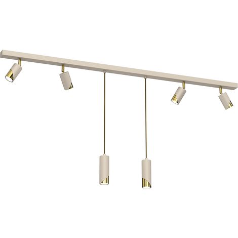 Rampe plafond 150cm crème/or 6 spots GU10 Luminex Shift
