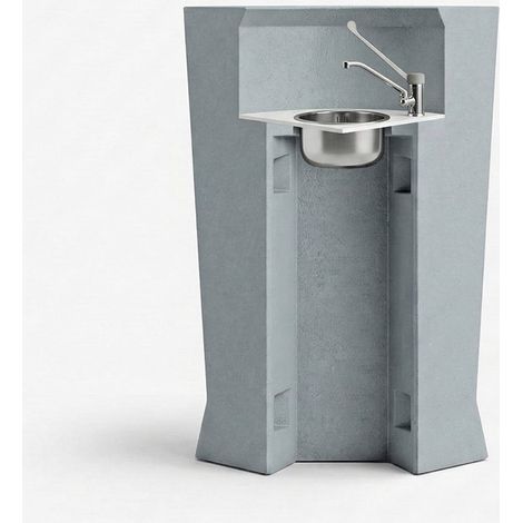 Bancone con kit lavamani integrato per bar di design Marvy bianco - Azzurro (1/4)