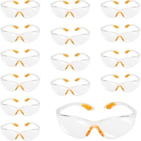 QORVA-15 pièces Lunettes de protection de travail de bricolage Lunettes de sécurité anti-rayures Lunettes de cyclisme en plastique pour laboratoire de peinture de jardinage