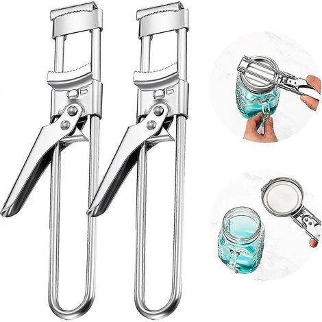 Lot de 2 ouvre-bocaux et ouvre-bouteilles Master Opener réglables, ouvre-boîtes multifonctionnel réglable en acier inoxydable avec pince pour couvercles, ouvre-bocaux manuel pour seniors (1/5)