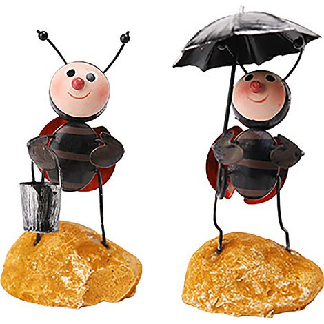 Décoration Murale Coccinelle Lot de 2 Métal Jardin Porte Eau Parapluie (1/5)