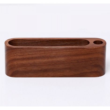 Porte-cartes de visite en bois Boîte de rangement Support de rangement de bureau Accessoires de bureau (noyer noir) (1/4)