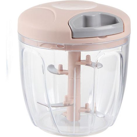 Vegetable Chopper, 5-Blade Manual Meat Chopper, 900ML Onion Salad, Sausage/Nut Cutting Machine, Baby Food, Garlic Press-Pink (1/5)