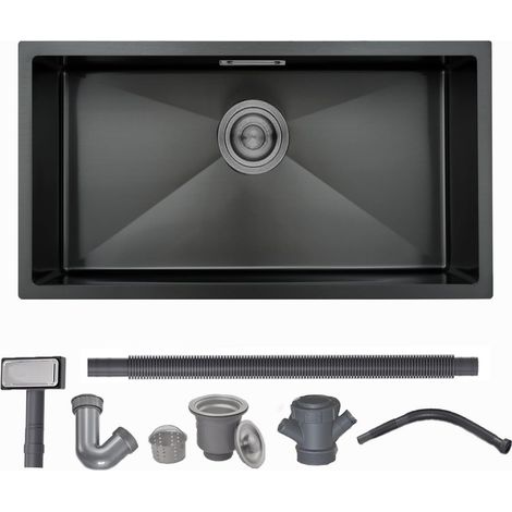 Evier Cuisine 70 X 40 cm, Evier Inox 1 Bac, Noir (1/5)