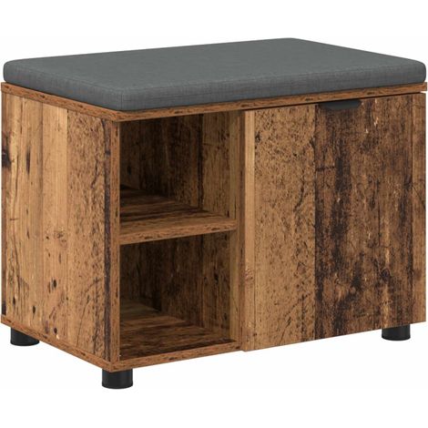 Hall Bench Old Wood 60 x 38 x 46 cm Engineered Wood and Fabric vidaXL