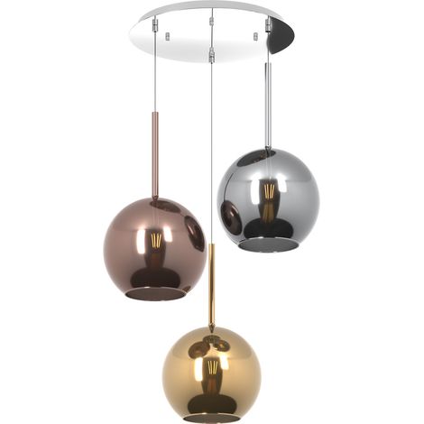 Lampadario Contemporaneo Future Metallo Cromo Vetro Grande Multicolor 3 Luci E27