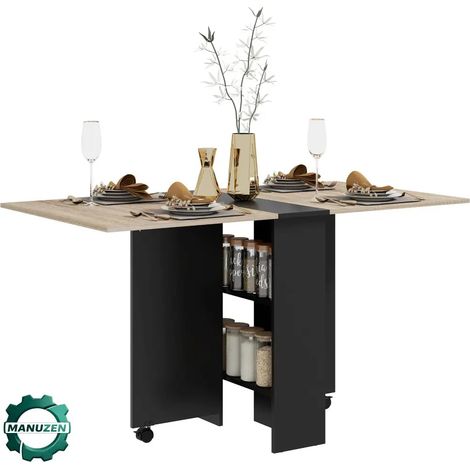 Manuzen - Table à manger pliante HOMCOM 6 places – naturel et noir (1/5)