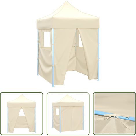 The Living Store Tente de réception pliable avec 4 parois 2x2 m Acier Crème - Tents De Réception - Auvent Extérieur - Abri Solaire - Chapiteau De Jardin - Fête En Plein Air (1/5)