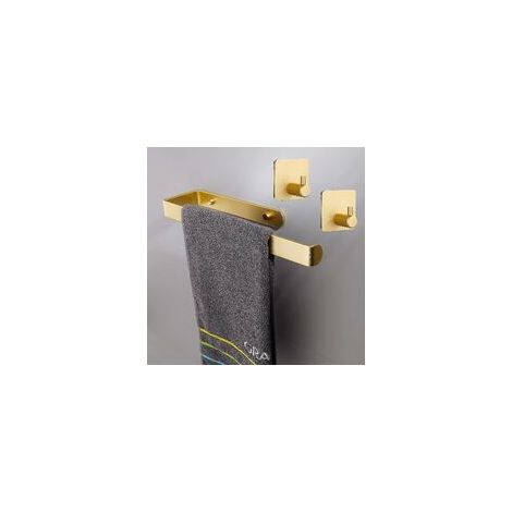 2er-Pack selbstklebende Handtuchhalter für Bad und Küche – mit Haken – selbstklebender Wandhandtuchhalter (gold) – Crezuo