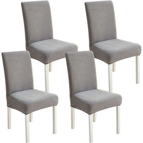 Housse Chaise - Polyester Élasthanne - Hauteur Dos 45-52 cm - Lot de 4 (1/4)