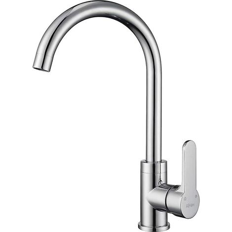 Robinet de cuisine avec mitigeur rotatif à 360° et robinet mitigeur réglable eau chaude/eau froide, poignée unique en laiton chromé (1/5)