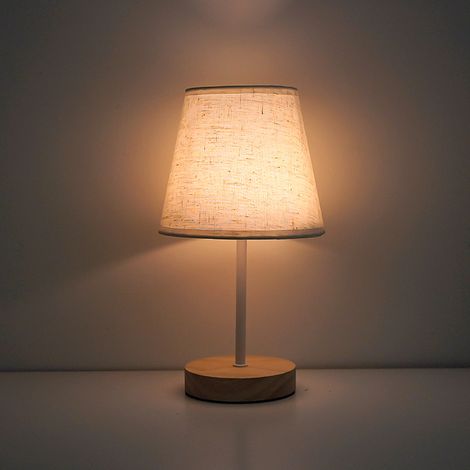 Kleine 26,4 cm LED-Tischleuchte aus Massivholz, Nachttischlampe mit dreifarbiger Dimmfunktion für Schlafzimmer, Wohnzimmer, Büro, Studentenwohnheim