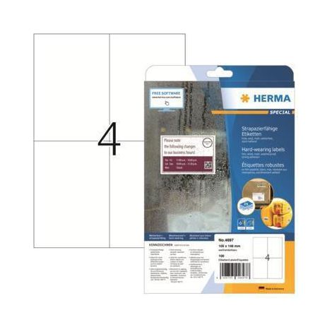 Etiquette plastique Herma 105 x 148 mm blanc 100 pc(s) fixation extra-forte (1/4)