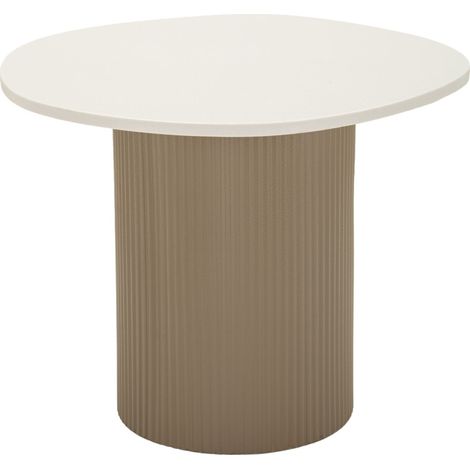 Table Basse "Frankfurt" 39cm Beige Foncé & Blanc