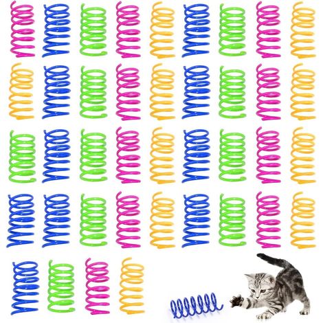 40 ressorts pour chats - Ressorts pour jouets pour chats - Jouets pour chats - Ressorts ludiques - Spirales - Ressorts - Jouets pour chats - Accessoires pour animaux - Jouets pour animaux - 3 x 6 cm -