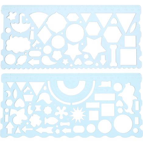 Gabarits de dessin géométriques multifonctionnels en 2 pièces (1/5)