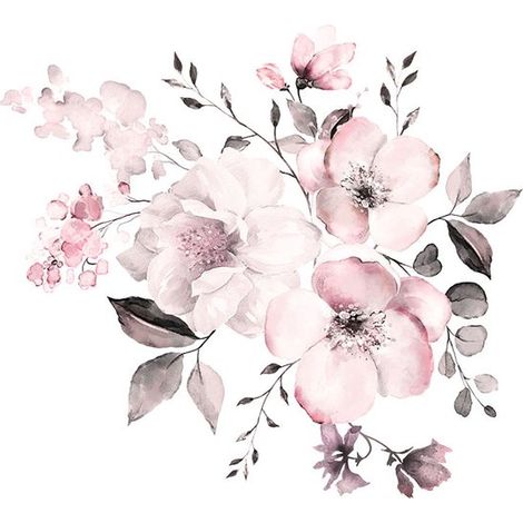 Adesivi murali con fiori ad acquerello, decorazioni floreali per la casa, adesivi murali 58 x 52 cm per superfici in metallo, plastica, legno e pareti lisce per soggiorni. (1/5)