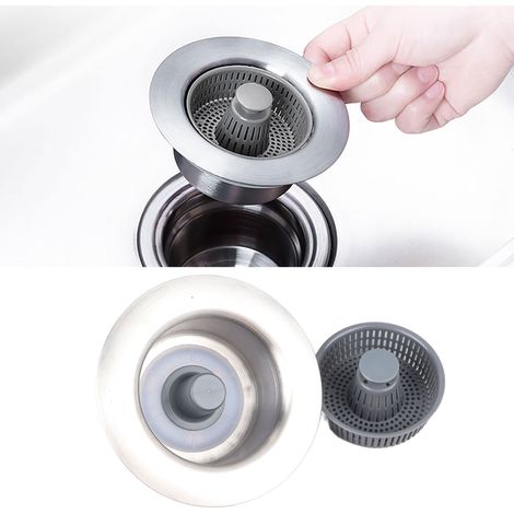 3-in-1 Spülbeckenhilfe, 3-in-1 Spülbeckenhilfe aus Edelstahl 304, Filter/Stöpsel/Geruchsschutz (1/5)