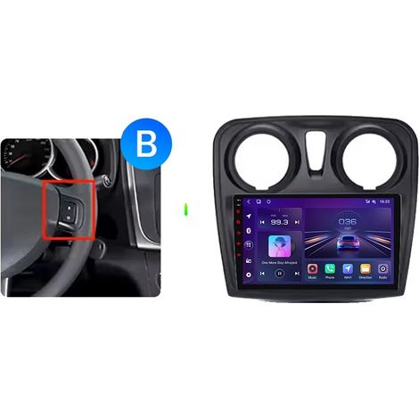 Auto Multimedia Player, Touchscreen, Audio Player, Kompatibel mit Dacia / Renault Logan 2 & Sandero 2 (2012-2020), Eingebauter, V1 Pro (2GB-64GB) - B (1/2)