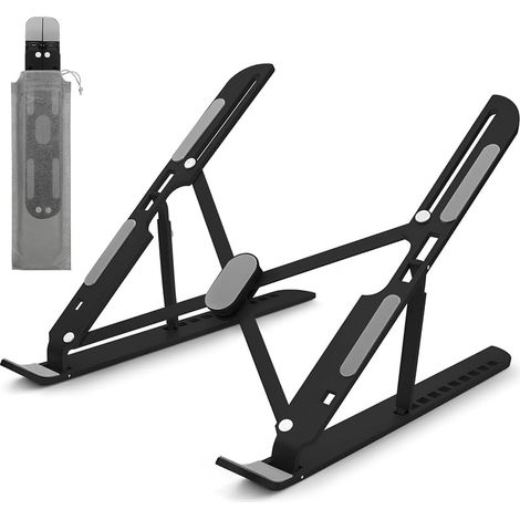 Support PC Portable, Support Ordinateur Portable à 10 Niveaux Réglables, Rehausseur Ordinateur Portable Pliable pour Bureau, Laptop Stand Silicone Antidérapant pour PC et Comprimé, Accessoire Bureau (1/5)