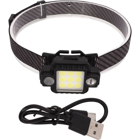 Lampe frontale LED rechargeable USB, légère et multifonction avec aimants, modes lumière rouge et bleue pour activités nocturnes extérieures. (1/5)