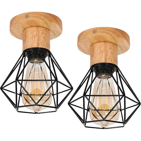 2 pièces plafonnier E27 lustre vintage, suspension industrielle Ø155mm pour salon cuisine chambre restaurant, noir (1/5)