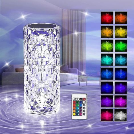 LED-Kristall-Tischleuchte, rosa Rautenmuster, stimmungsvolles Touch-Nachtlicht – 16 Farben (1/5)