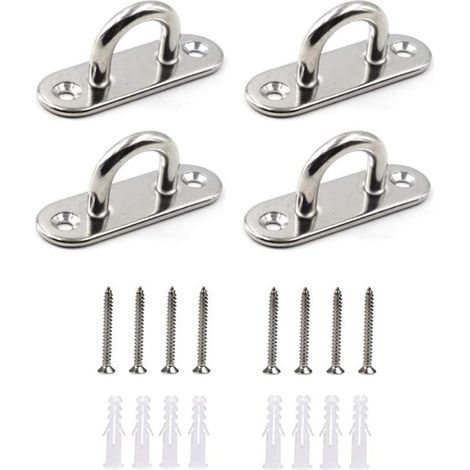 M6 Edelstahl Augplatte mit Öse, Edelstahl Decksplatte, Augplatten für Sonnensegel/Wand-Befestigung, Decken-Befestigung, Wand-Haken, Decken-Haken, 4 Stück (1/4)
