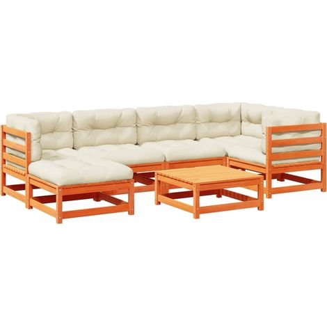 Maison Exclusive - Set de sofás jardín 7 pzas con cojines madera (1/5)