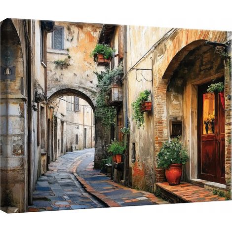 Peinture pour chambre salon cuisine rue italienne sur toile Murale 100x70 (1/3)