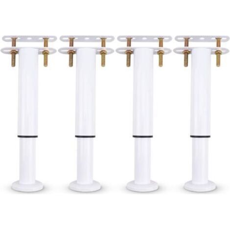Set mit 4 verstellbaren Metall-Bettfüßen, einziehbar, robust, für Kleiderschrank, Sofa, Bettgestell, Ersatzteile für Betten von 18 bis 32 cm (Weiß, 4er-Set)