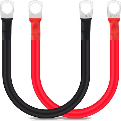 Câble de batterie 15 cm 5WAG/16 mm² Câble de batterie 12 V Câble en cuivre Câble d'alimentation en cuivre avec bornes à anneau SC16-10 Câble de batterie de voiture Câble automobile pour camion (1/5)