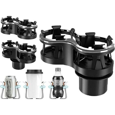 2in1 auto Schwarz Double porte-gobelet pour console centrale (1/5)