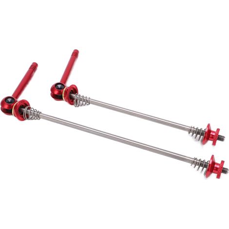 Lot de 2 axes de vélo d'entraînement haute résistance, légers, en métal texturé, avec levier de serrage rapide, pour vélo de route pliant (rouge). (1/5)
