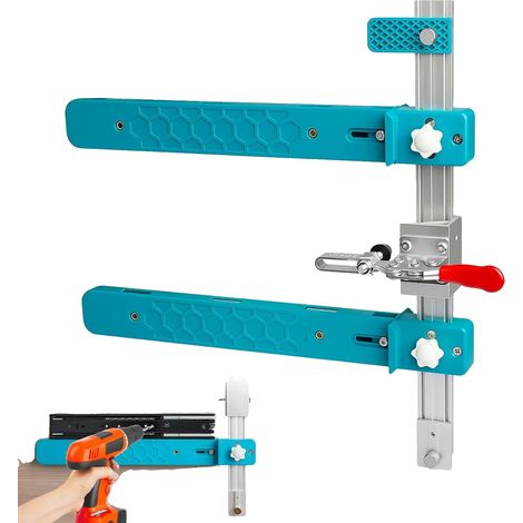 Plantilla para guías de cajones, precisión ajustable, brazo de soporte magnético, sistema de sujeción extraíble, posicionamiento rápido, diseño extensible. (1/5)