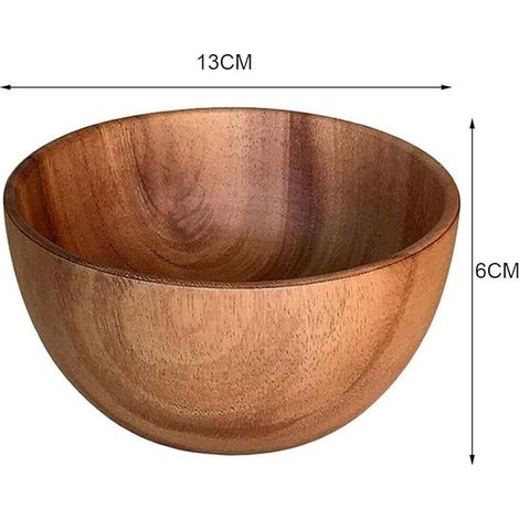 Carpango Tragbare und abwaschbare, bruchfeste Salatschüssel aus Holz für Obst und Reis (13 x 6 cm) (1/5)