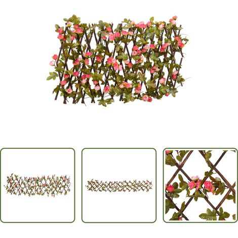 Clôture extensible - Treillis de lierre artificiel extensible rose foncé 180x20 cm (1/5)