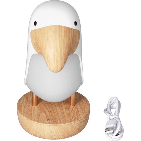 Lampe de nuit oiseau innovante, lumière douce à respiration USB, décoration de chambre d'enfant en ABS blanc