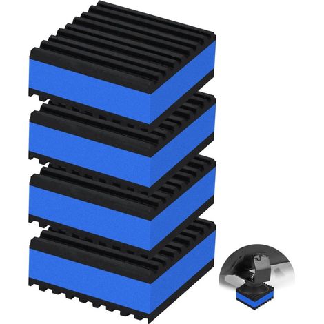 Irovami Tapis anti-vibrations – lot 4, 5x5x2,2 cm, caoutchouc nervuré, lave-linge et sèche-linge (1/5)