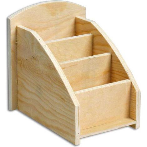 Portapenne Organizer in Legno da scrivania 3 Scomparti portaoggetti Contenitore Penne da Decorare decoupage Fai da Te bricolage Pittura