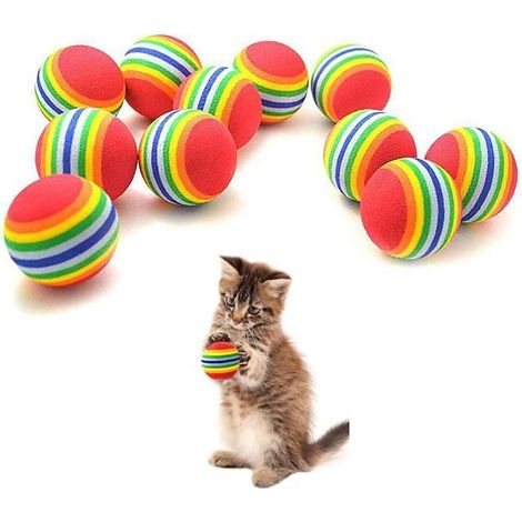 Ensemble de 24 jouets pour chat - Balle arc-en-ciel - Petites balles en mousse - Jouet interactif - 3,5 cm de diamètre (1/5)