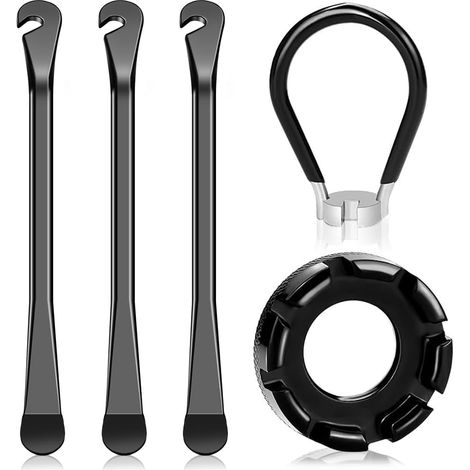 Lot de 5 Clé à Rayons de Vélo, Démonte Pneu de Vélo, Outil de démontage de réparation de vélo, Démonte Pneu en métal Outil de Montage, pour VTT Velo Route Vélo Electrique (1/5)