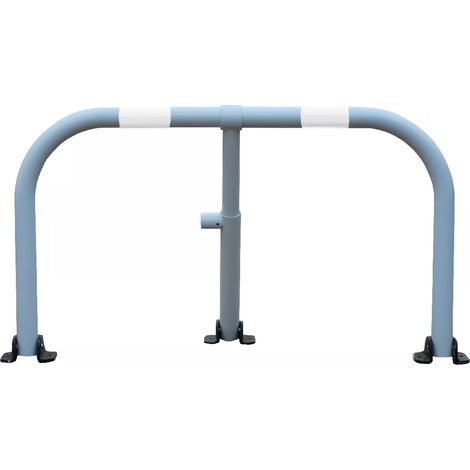 Arceau parking blanc bandes blanches - arceau anti-stationnement avec serrure intégrée (1/5)