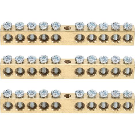 3 Pcs Borne De Mise À La Terre, 10 Positions Borne De Mise À La Terre En Laiton À Vis, M5 93x8x12mm Bloc De Barrière En Laiton À Vis Pour Dispositifs Électriques (1/5)