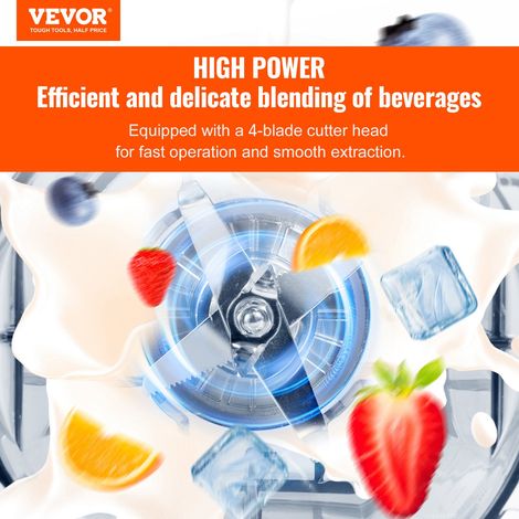 Mixeur Professionnel de Comptoir, Blender Électrique avec Bol de 2 L, Mélangeur 3 Fonctions en Acier Inoxydable, pour Boissons Glacées, Milk-shakes, Smoothies, Peree, Glace Pilée, Noir (1/5)
