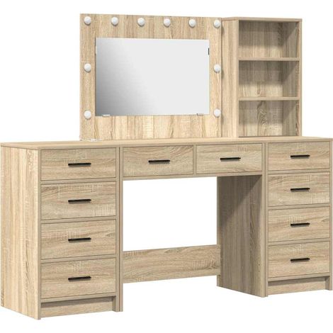 Maison Exclusive - Schminktisch mit Schubladen 3 pcs Sonoma-Eiche