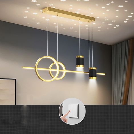 Suspension LED circulaire, suspension pour chambre, suspension décorative, suspension dorée, idéale pour salon, îlot de cuisine (1/5)