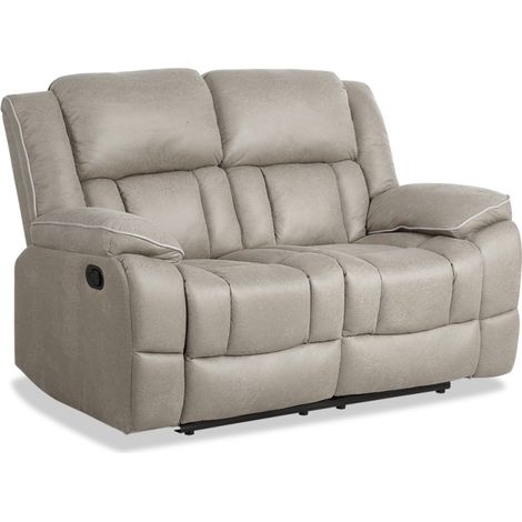 Sofá dos plazas relax con palanca modelo Cooper tapizado textil beige, 163cm(Ancho) 90cm(Fondo) 108cm(Alto) (1/4)